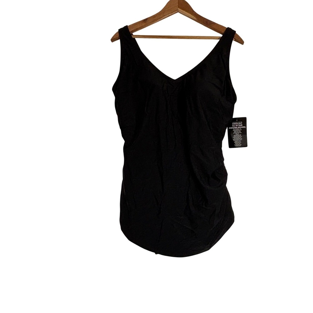 Swimsuits‎ For All Black One Piece Swimsuit Size 18 V-Neck Tummy Control